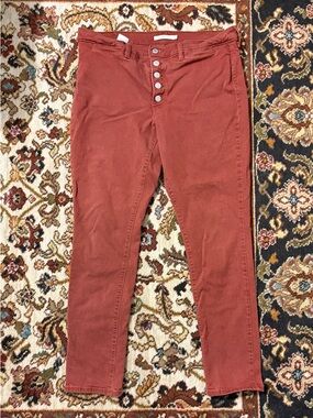 High-Rise Button-Fly Women's Jeans — Rust